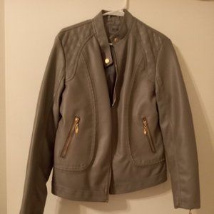 Gray Faux Leather Jacket